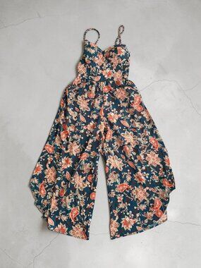 BOG COLLECTIVE Blue Floral Jumpsuit Size Medium NEW NWT
